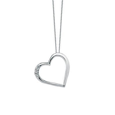 9ct white gold diamond heart pendant - Product number 6863051