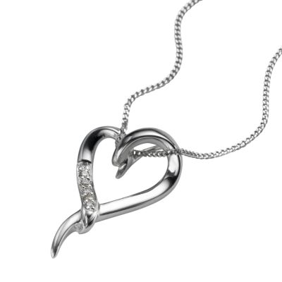 9ct white gold diamond heart pendant - Product number 6863078