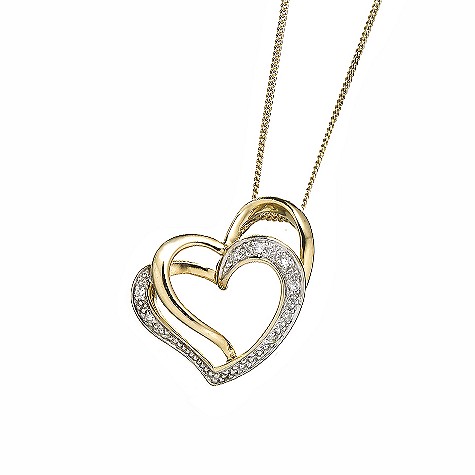 9ct gold diamond heart pendant.