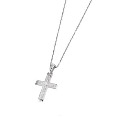 9ct white gold crucifix necklace