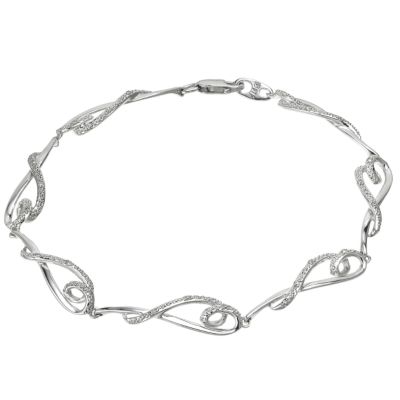 9ct white gold diamond set fancy heart bracelet