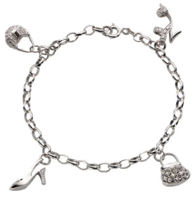 9ct white gold charm bracelet