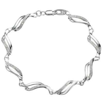 9ct white gold diamond wave bracelet - Product number 6863221