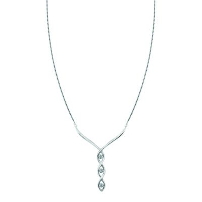 9ct white gold diamond trilogy necklace