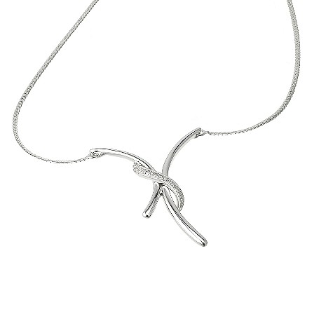 9ct white gold curve necklace