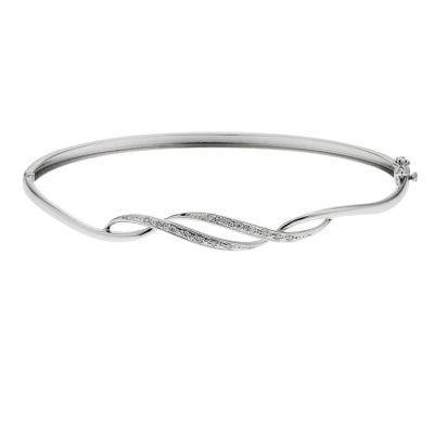 9ct white gold diamond bangle - Product number 6863329