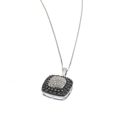 9ct white gold black and white diamond square pendant - Product number 6863981