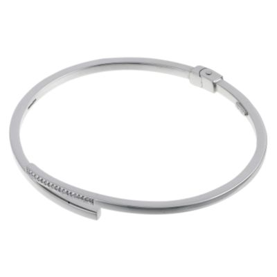 9ct white gold hinged diamond bangle