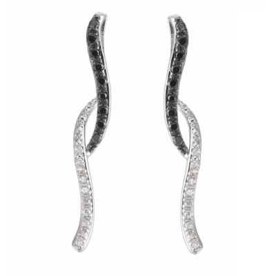 9ct white gold fifth carat black and white diamond earrings