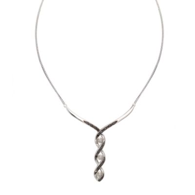 9ct white gold black and white diamond trilogy necklace