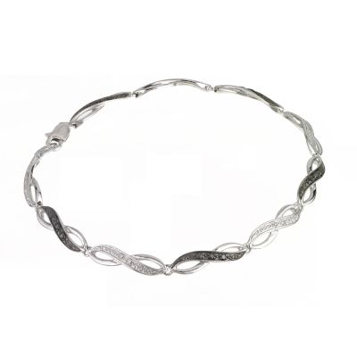 9ct white gold black and white diamond bracelet