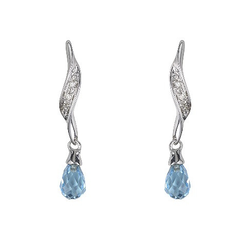 9ct white gold blue topaz and diamond earrings