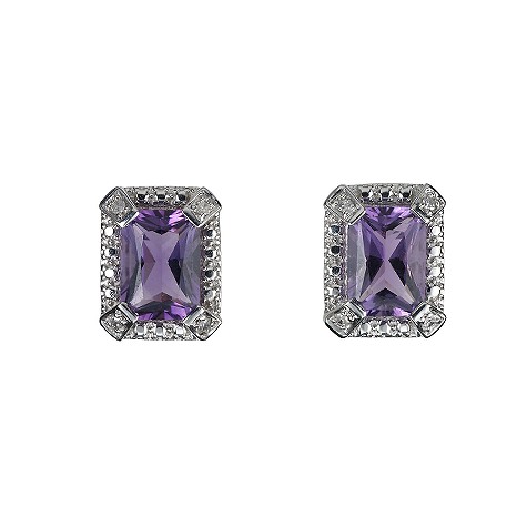 9ct white gold amethyst and diamond earrings