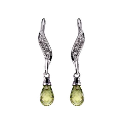 Unbranded 9ct white gold diamond and peridot earrings