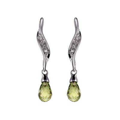 9ct white gold diamond and peridot earrings