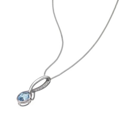 9ct white gold diamond blue topaz drop pendant - Product number 6864627