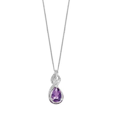9ct white gold amethyst and diamond necklace - Product number 6864716