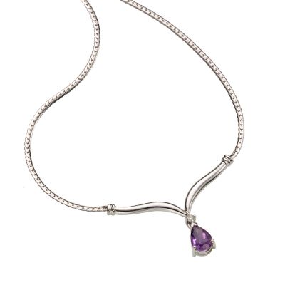 9ct white gold amethyst diamond necklace