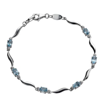 9ct white gold blue topaz and diamond bracelet