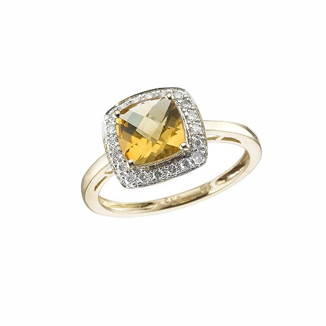 9ct gold citrine and diamond ring