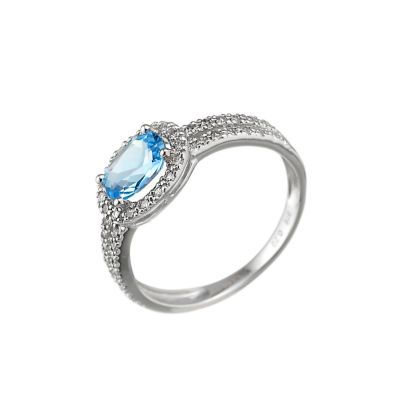 9ct white gold fifth carat diamonds blue topaz ring - Product number 6867553