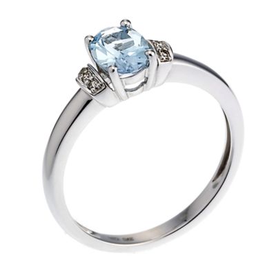 9ct white gold diamond and blue topaz ring - Product number 6867707