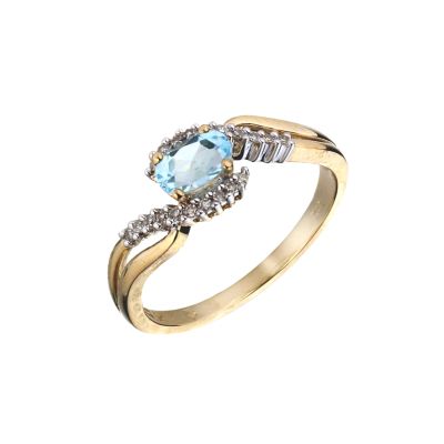 9ct gold blue topaz and diamond ring