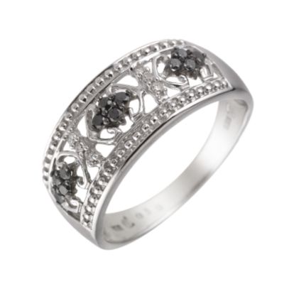 9ct white gold black and white diamond ring - Product number 6869645