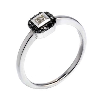 9ct white gold black and white diamond ring