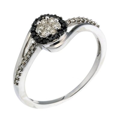 9ct White Gold Black And White Diamond Ring