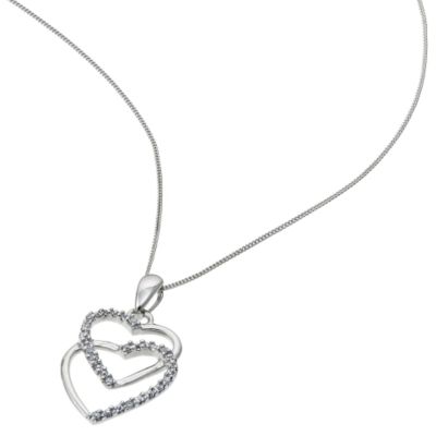 9ct white gold diamond love hearts