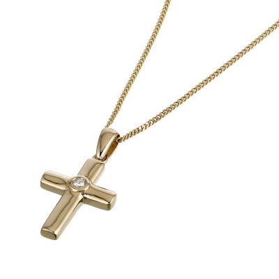 9ct gold diamond crucifix