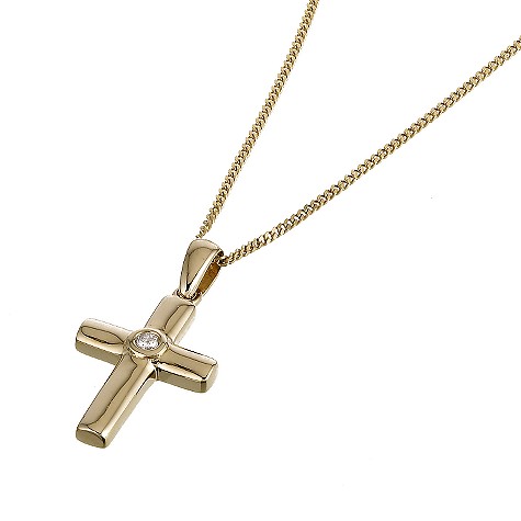 9ct gold diamond crucifix