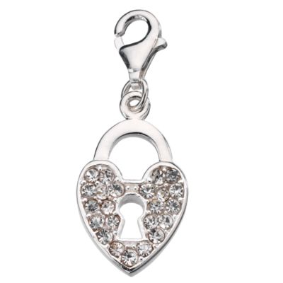 Sterling silver heart padlock charm - Product number 6882935