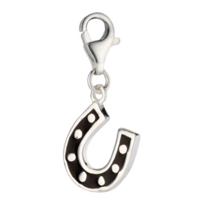 silver and enamel lucky horseshoe charm