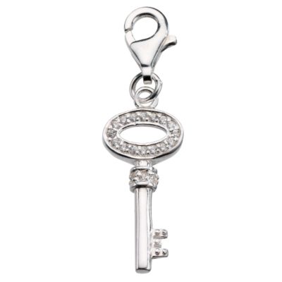 Sterling silver cubic zirconia key charm - Product number 6882994