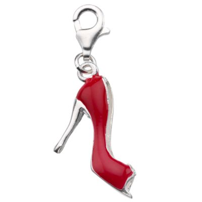 Sterling silver red enamel shoe charm