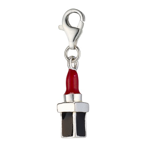 silver and enamel red lipstick charm