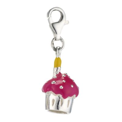 Sterling silver and enamel cupcake charm