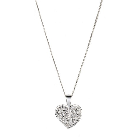 silver crystal pave set heart pendant