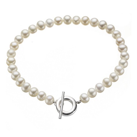 silver cultured pearl T-bar bracelet
