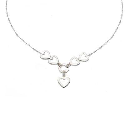 9ct White Gold Heart Necklace - Product number 6884199