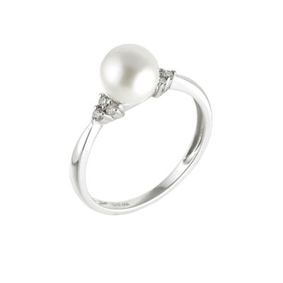 9ct white gold diamond and pearl ring - Product number 6897452