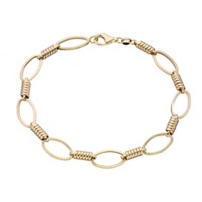 9ct Yellow Gold Oval Diamond Pattern Bracelet - Product number 6903932