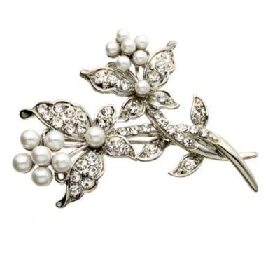 Pearl and Crystal Flower Brooch Large - Product number 6904629