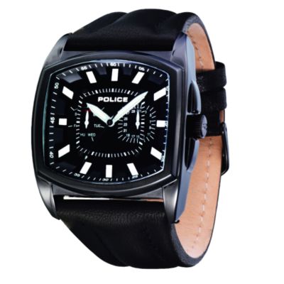 Police Torque Men's Black Leather Strap Watch - Product number 6904696