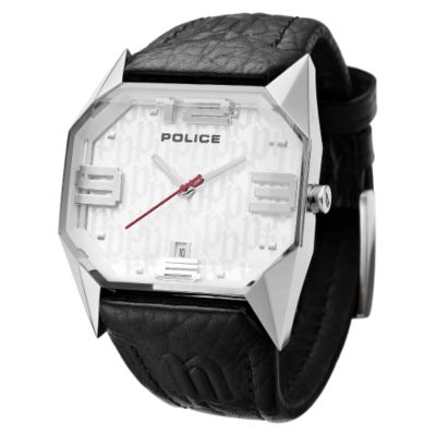Police Men's Silver Dial Black Leather Strap Watch - Product number 6904793