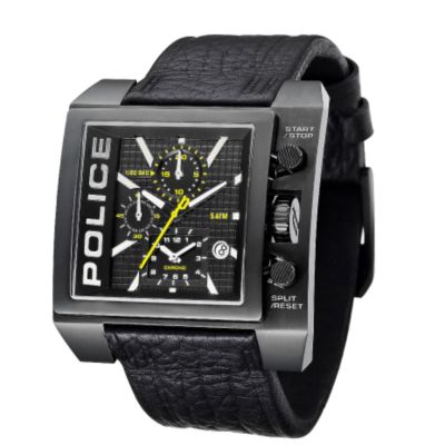 Police Men's Black Dial Chronograph Black Leather Strap Watch - Product number 6904807