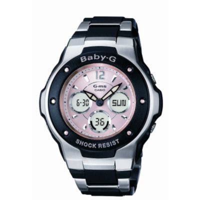 Baby-G Combi Pink Dial Stainless Steel Bracelet Watch