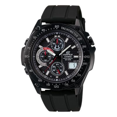 Casio Edifice Wave Ceptor Men's Black IP Chronograph Black Resin Strap Watch - Product number 6905080